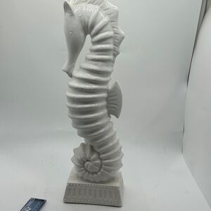 Elegant Large White Seahorse Sculpture ceramic